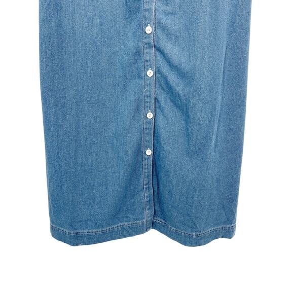 Petal & Pup Bettie Midi Dress Blue Denim Button Down Size Large Cottagecore - Picture 9 of 11